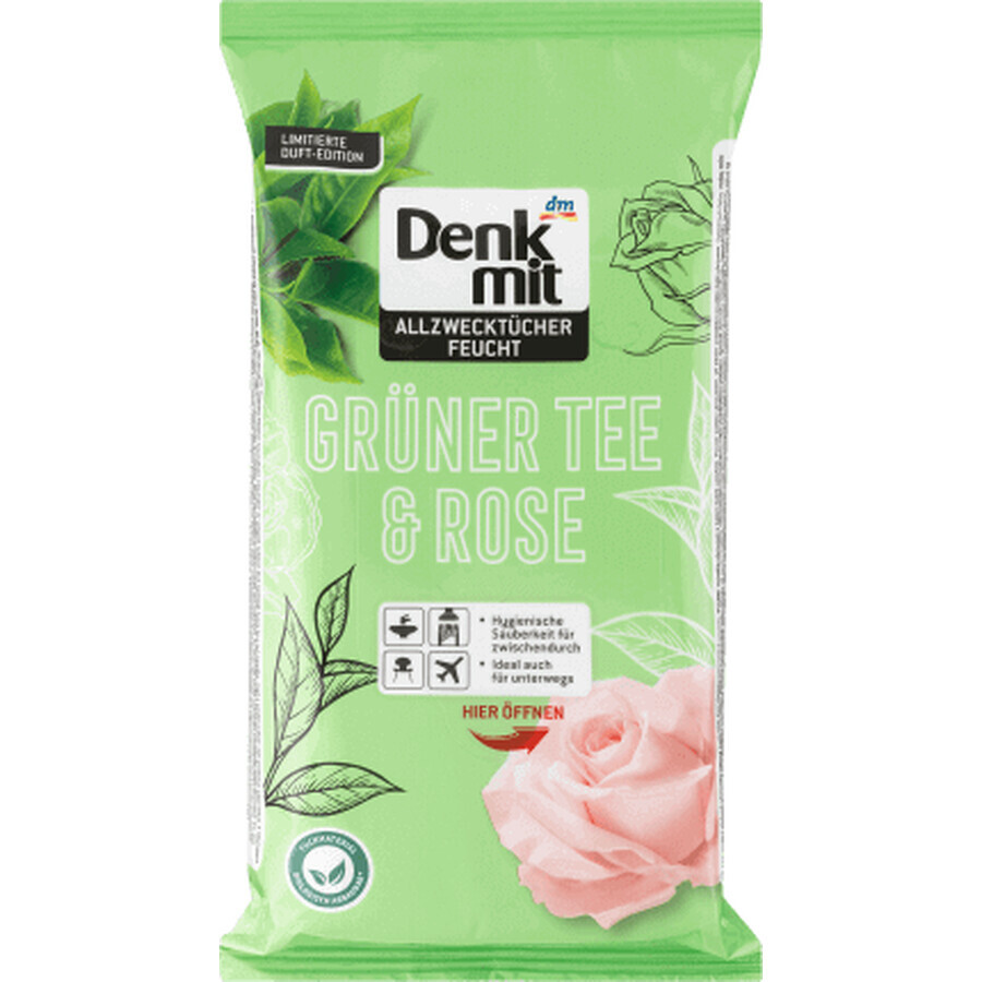 Denkmit Universal Green Tea and Rose Wet Wipes, 50 pcs