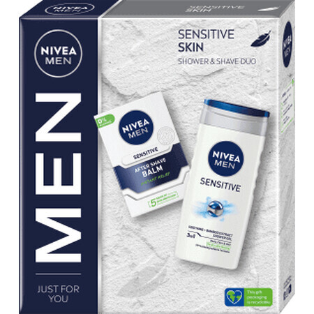 Nivea MEN Set regalo PELLE SENSIBILE balsamo dopobarba + gel doccia, 1 pz