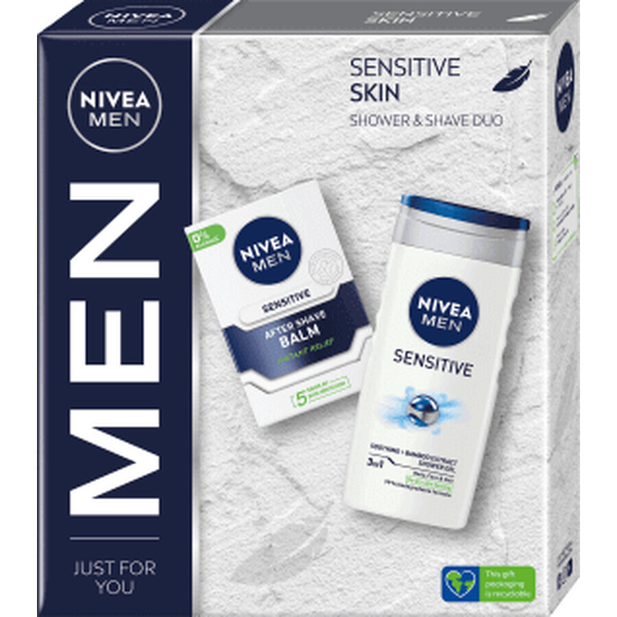 Nivea MEN Set regalo PELLE SENSIBILE balsamo dopobarba + gel doccia, 1 pz