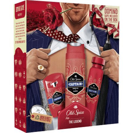 Old Spice Set Captain deodorante spray + gel doccia + deodorante stick, 1 pz