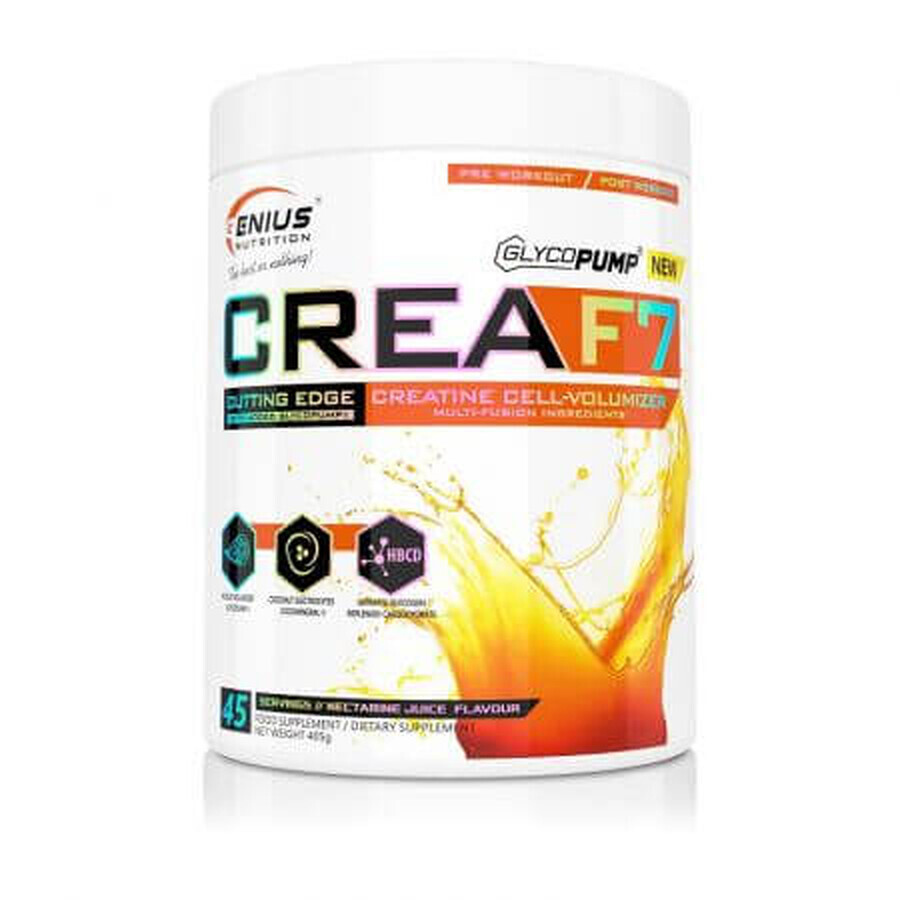 Creatina in polvere al gusto di nettarina CreaF7, 405 g, Genius Nutrition