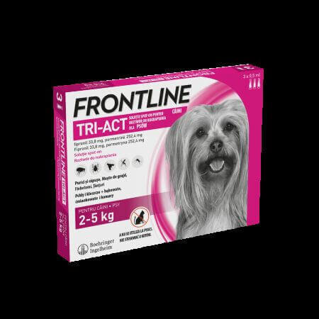 Frontline Tri-Act XS - spot-on per cani 2-5 kg, 3 pipette, Frontline