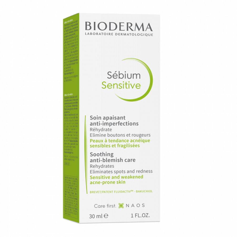 Bioderma Sebium Sensitive Kalmerende en Hydraterende Fluïde voor de Acnehuid, 30 ml