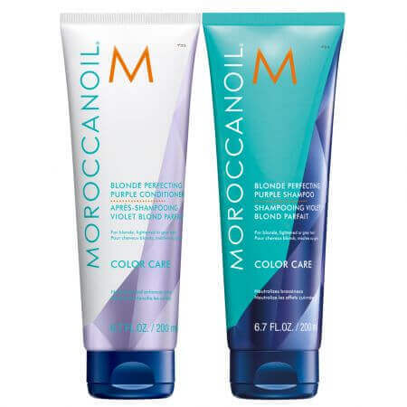 Confezione Blonde Perfecting Purple Shampoo, 200 ml + Conditioner, 200 ml, Moroccanoil