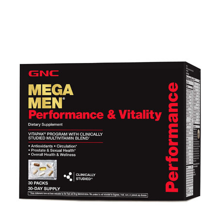 Mega Men® Performance & Vitality Vitapak®, Multivitamin Complex for Men, Performance and Vitality, 30 packs, GNC