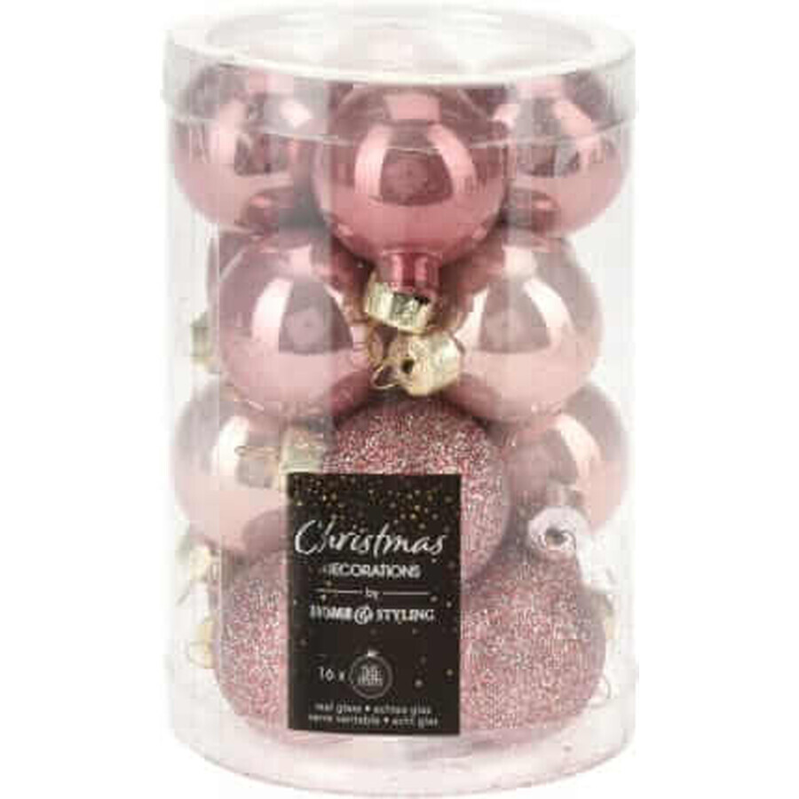 Koopman Palline per albero di Natale in vetro colorato rosa 35 mm, 16 pz