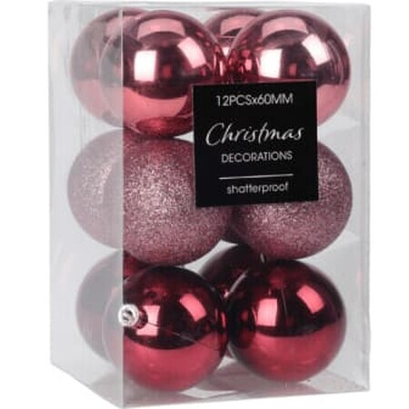 Palline per albero di Natale Koopman colorate di rosa 60 mm, 12 pz