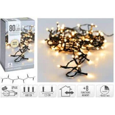 Koopman Luci per albero di Natale con 80 LED e timer, 1 pz