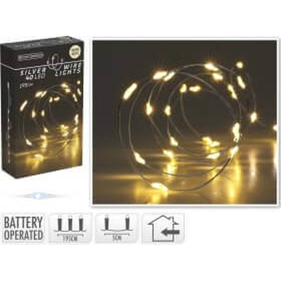 Luci Koopman con filo argentato 40 LED, 1 pz