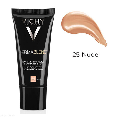 Vichy DermaBlend Corrective Foundation with 16-hour coverage, Nude shade 25, 30 ml