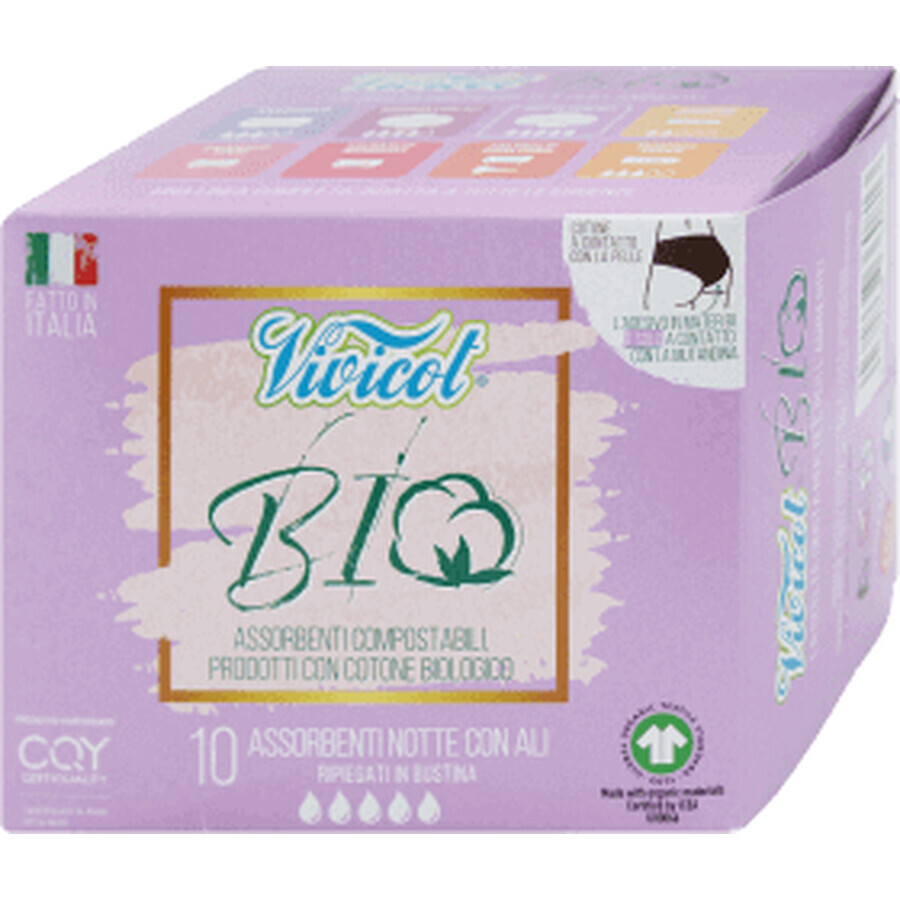 Vivicot Absorbentes nocturnos con alas, 10 uds.