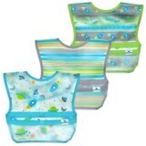 Set of 3 Waterproof Bibs, Aqua Space, Green Sprouts