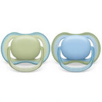 Succhietti Philips Avent Ultra Air, 0-6 mesi, 2 pezzi, Verde e Blu, SCF085/21, Philips