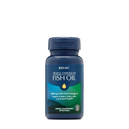 Olio di pesce a tripla forza, olio di pesce, 1000 mg di Omega-3 EPA e DHA, 30 cps, GNC