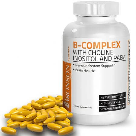 B-complex avec Choline, Inositol et PABA, 100 gélules, Bronson Laboratories