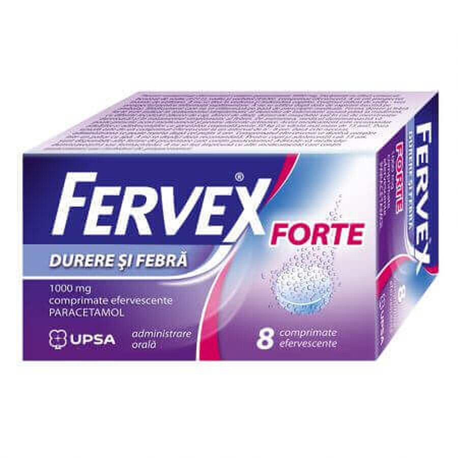 Fervex Sterke Pijn en Koorts, 1000 mg, 8 bruistabletten, Upsa