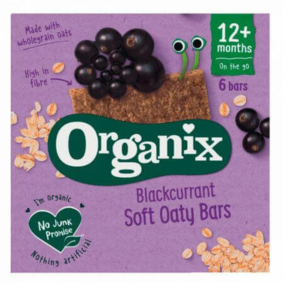 Organic whole oat bars with apples and blackcurrants, +12 months, 6 bars x 23 g, Organix