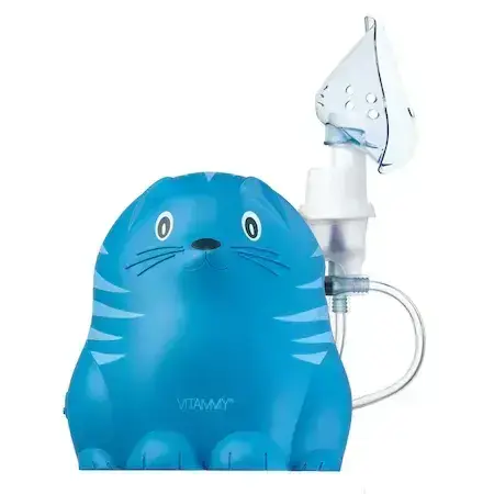 Vitammy Gattino A1503 machine à aérosol, nébuliseur avec compresseur, masque pédiatrique et adulte, Bleu