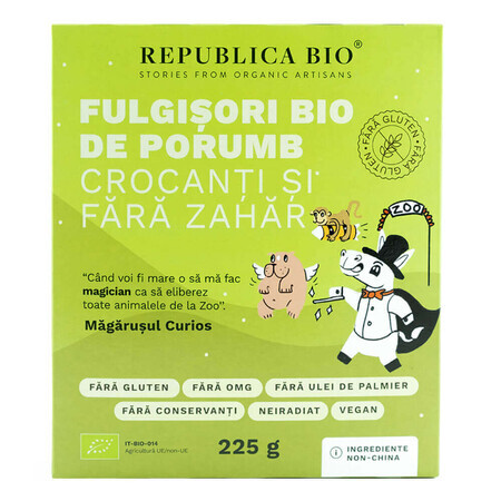 Flocons de maïs croquants biologiques sans sucre SANS GLUTEN, 225 g, Organic Republic