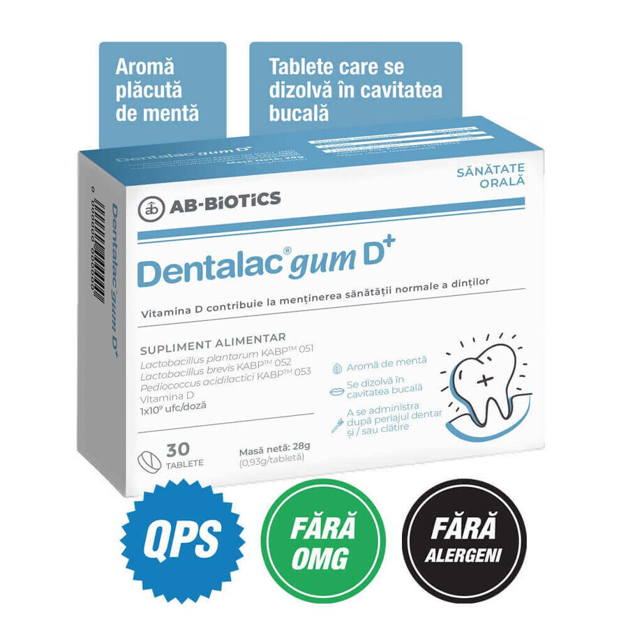 Dentalac gum D+, 30 compresse, Ab-Biotics