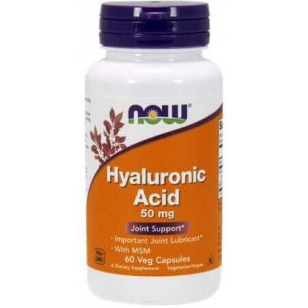 Hyaluronsäure 50 mg + MSM x 60 cps, Now Foods