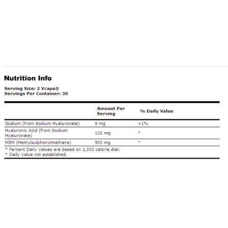 Hyaluronsäure 50 mg + MSM x 60 cps, Now Foods