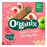 Organic whole oat bars with apples and raspberries, + 12 months, 6 bars x 23 g, Organix