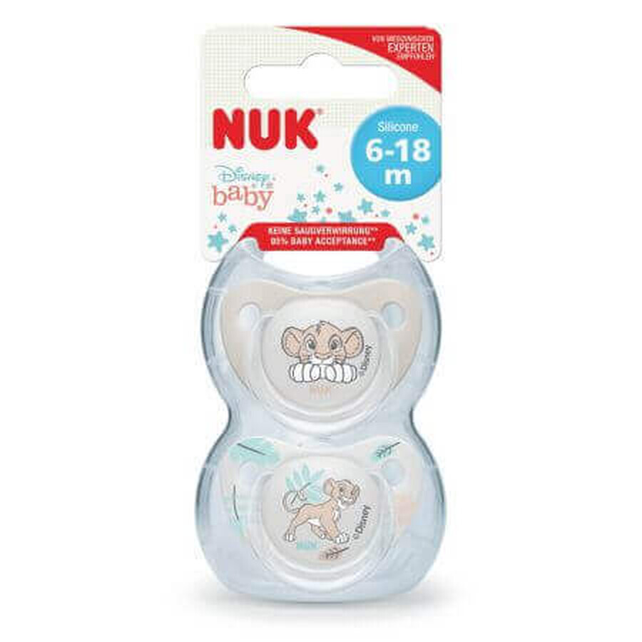 M2 silicone pacifier Lion King, 6-18 months, 2 pcs, Nuk