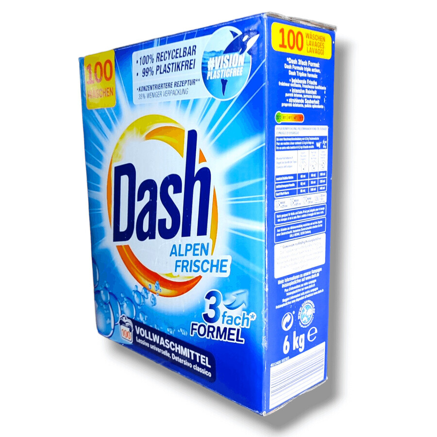 Detersivo bucato in polvere Dash Alpen Frische 100 lavaggi, 6 Kg, Procter&Gamble