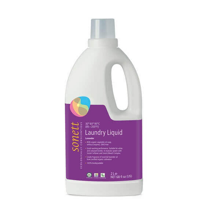 Detergente ecológico para ropa blanca y de color con lavanda, 2000 ml, Sonett