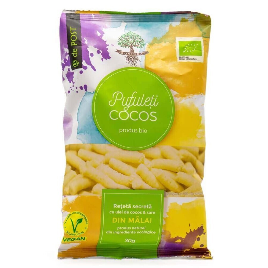 Organic corn puffs with coconut oil and sea salt, 30 g, Govinda