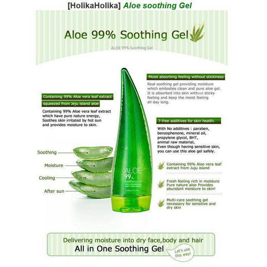 Gel lenitivo 99% Aloe Vera, 250 ml, Holika Holika