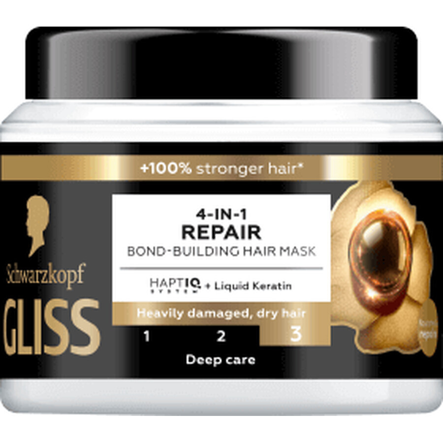 Schwarzkopf GLISS 4 in 1 Maschera riparatrice per capelli, 400 ml