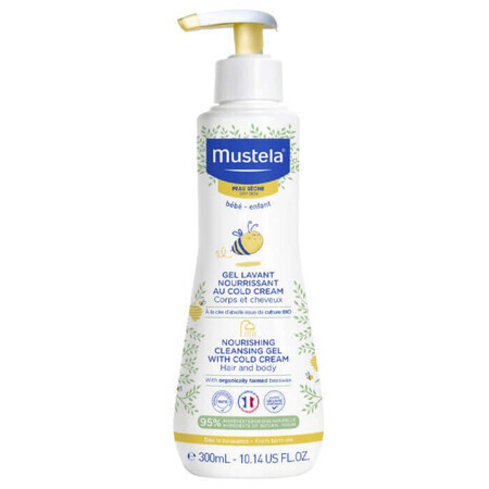 Mustela Detergente Nutriente alla Cold Cream Corpo e Capelli Pelle Secca, 300ml