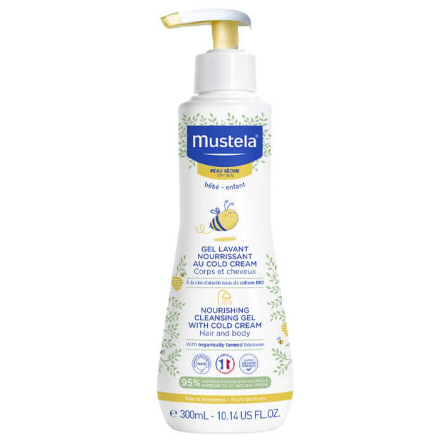 Mustela Detergente Nutriente alla Cold Cream Corpo e Capelli Pelle Secca, 300ml