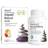 Gripalin Natural Soluble 10 sachets + Vitamin C 1000 mg Delayed with Zn and D3 30 tablets, Alevia