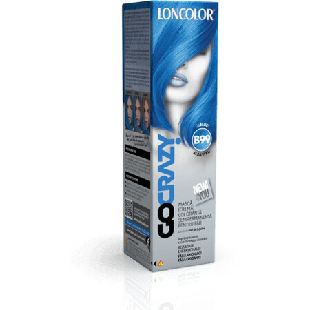 Loncolor Go Crazy Maschera colorante semipermanente per capelli (crema) B99 Blue, 1 pz.