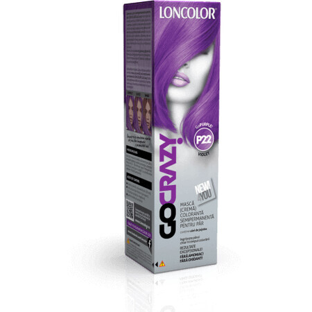 Loncolor Go Crazy Maschera colorante semipermanente per capelli (crema) P22 Viola, 1 pz