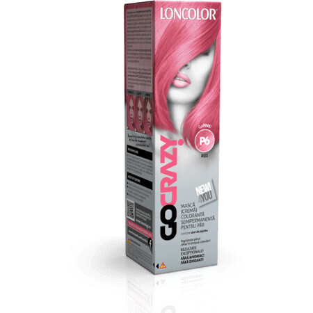 Loncolor Go Crazy Maschera colorante semipermanente per capelli (crema) P6 Rosa, 1 pz