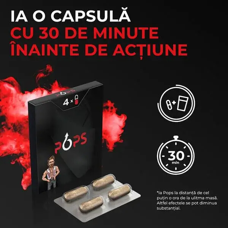 Integratore alimentare di potenza, 4 capsule, Pops