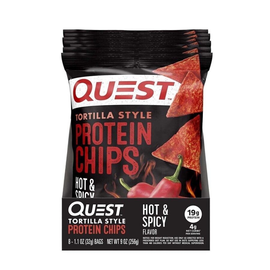 Quest™ Eiwitchips in tortillavorm, met pikante smaak 32 g