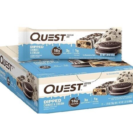 Quest® Gedipte Eiwitreep, Eiwitreep met Cream Biscuit smaak, 50 g GNC