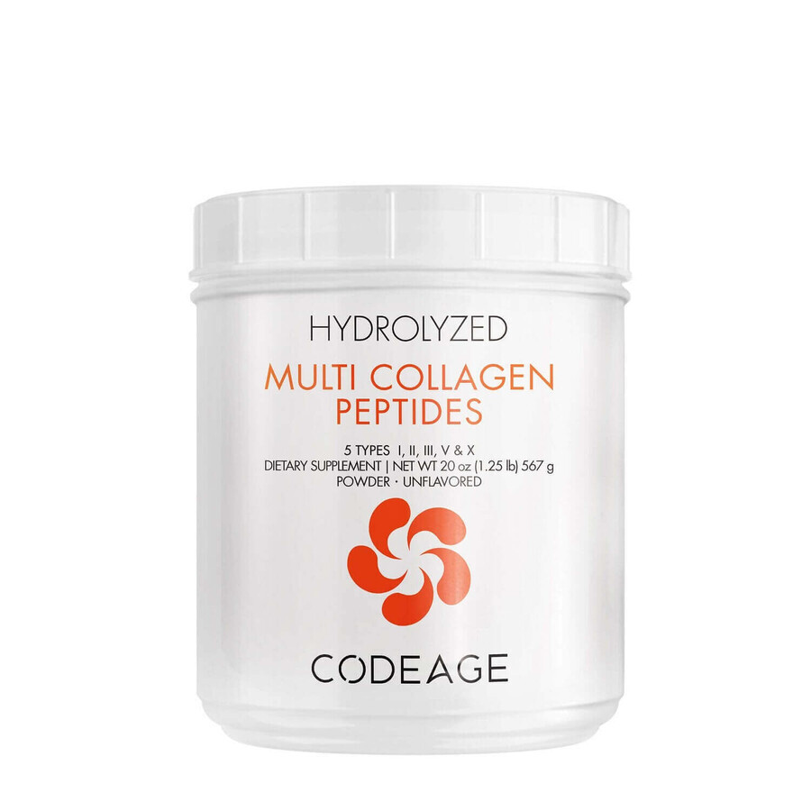 Codeage Hydrolyzed Multi Collagen - 5 Types Collagen Peptides, Collagen Hydrolyzed from 5 Peptide Sources, Flavourless, 567 g, GNC