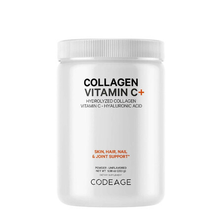 Codeage Collagen Vitamin C+, Hydrolyzed Collagen with Vitamin C and Hyaluronic Acid, 283 g, GNC