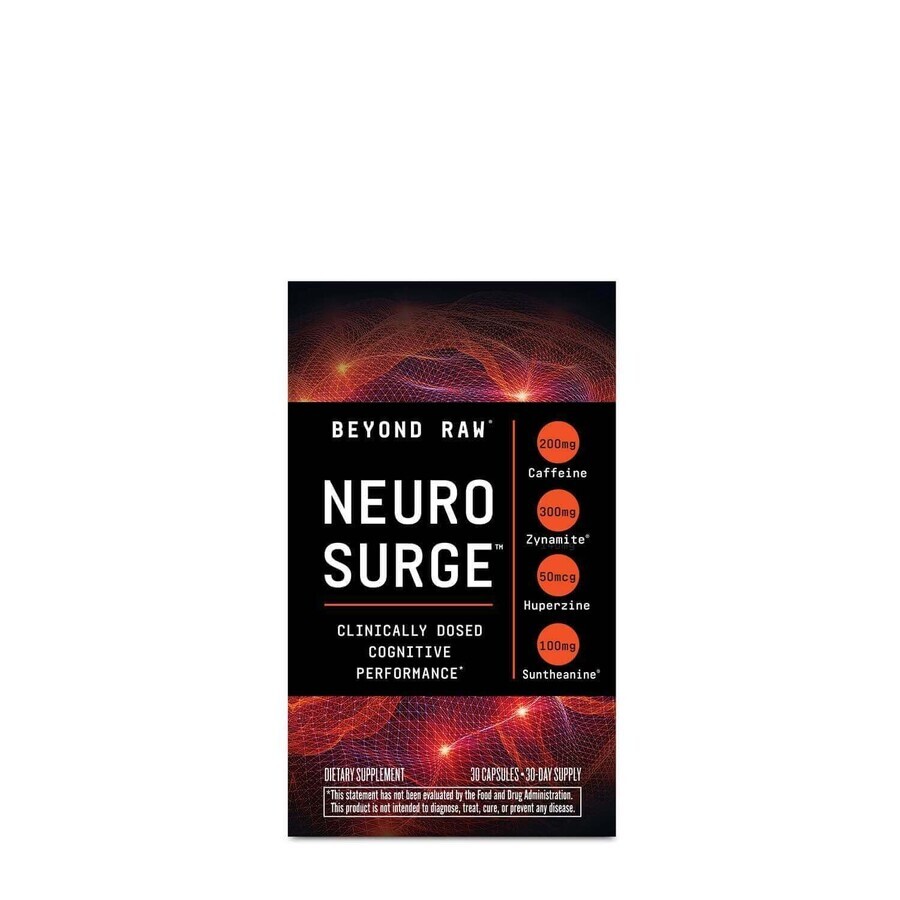 Beyond Raw Neuro Surge, formula nootropica per prestazioni cognitive, 30 cps, GNC