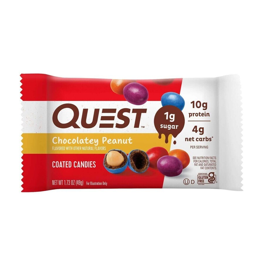 Quest Chocolade Pinda Snoepjes, Chocolade Pinda Smaak Eiwitsnoepjes, 49 g, GNC