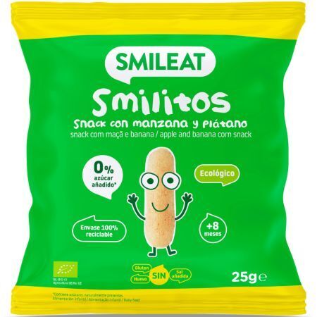 Bignè Smilitos BIO con olio d'oliva, banane e mele, +8 mesi, 25 g, Smileat