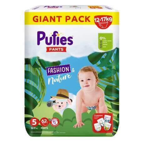 Diaper Pants Fashion &amp; Nature, No. 5, 12-17 kg, 62 pcs, Pufies