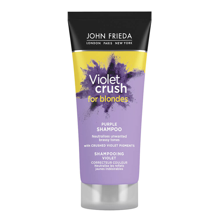 Shampoo Violet Crush con pigmenti viola per capelli biondi, 75 ml, John Frieda