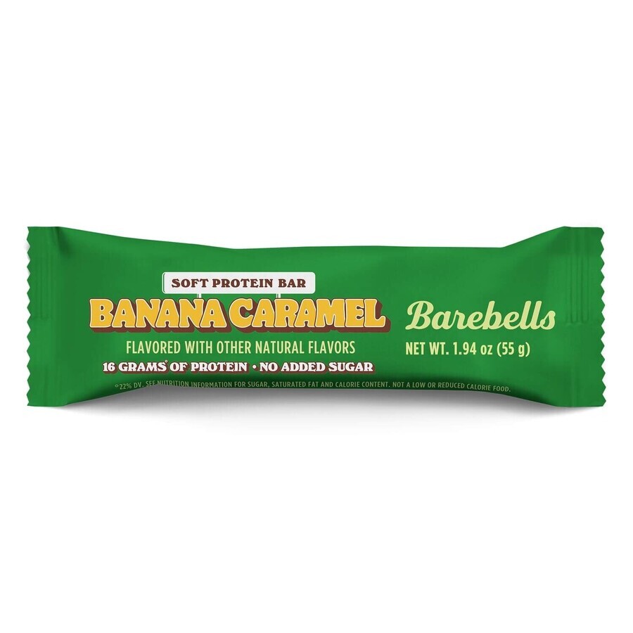 Barebells Soft Protein Bar Banana Caramel, Barrita de proteínas con sabor a caramelo y plátano, 55 G, GNC